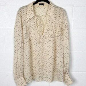 Joseph Silk Crosby Heart Spot Blouse Women's Size 42 Ivory Red Print